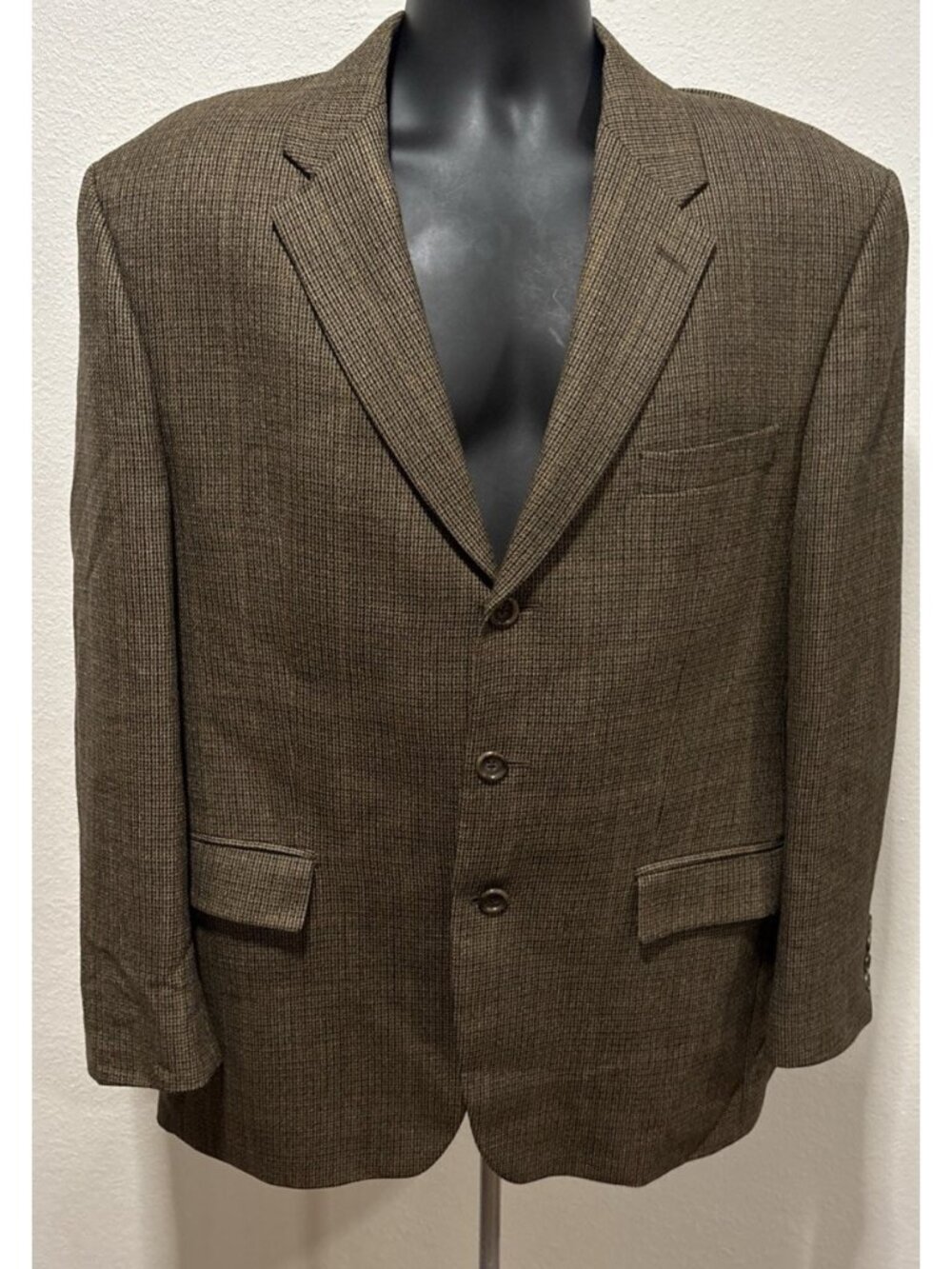 Izod Woolmark Hounds Tooth 100% Wool Blazer Sport Coat Men 43 Regular